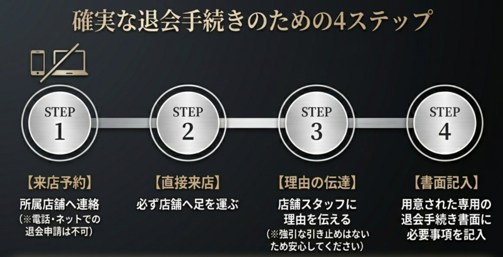 退会手続きは店舗での書面提出が必須