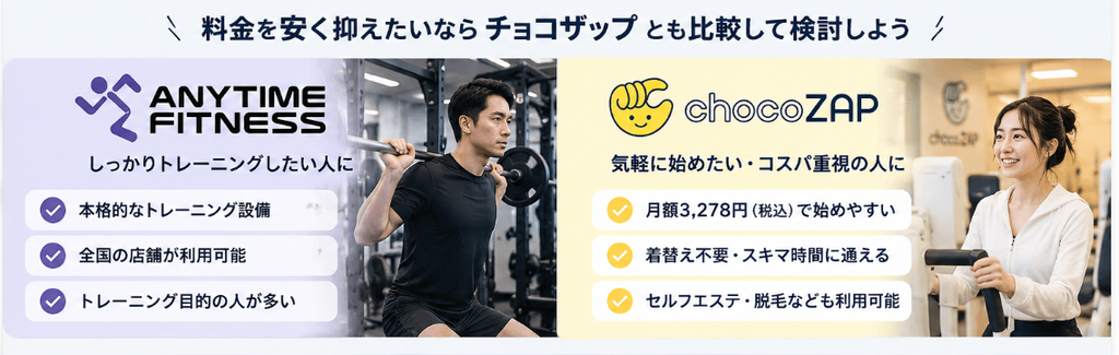エニタイムとチョコザップの違い